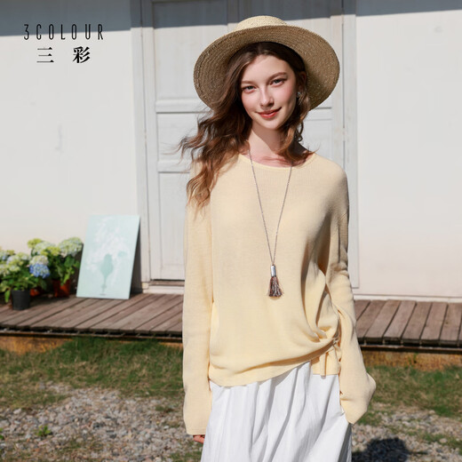 Sancai 2026 Spring New Loose Knitted Sweater Round Neck Lyocell Pullover Blouse Design M