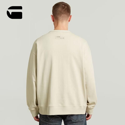 G-STAR RAW 26th Spring New Logo Sweatshirt Versatile Texture Men's Loose Comfort Slightly Elastic Casual Inner D28660 White S