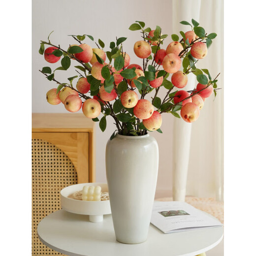 Fruit Apple Artificial Flower Living Room Decoration Fruit Branches Green Plants Gardening Vase Flower Arrangement Decoration and 4 Yellow Apricots 5 Branches