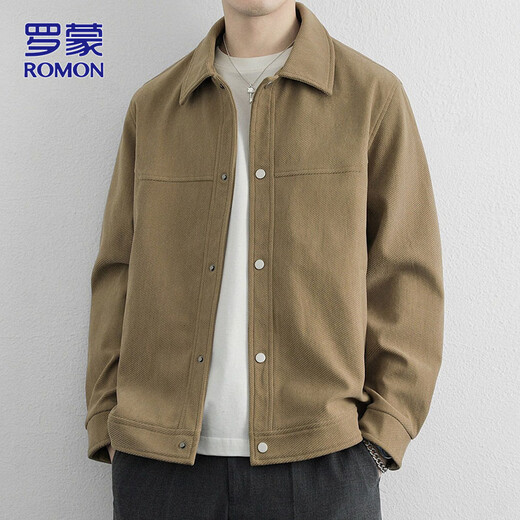 罗蒙（ROMON）夹克男士春季宽松高端行政商务外套男休闲上衣服男装 卡其 XL