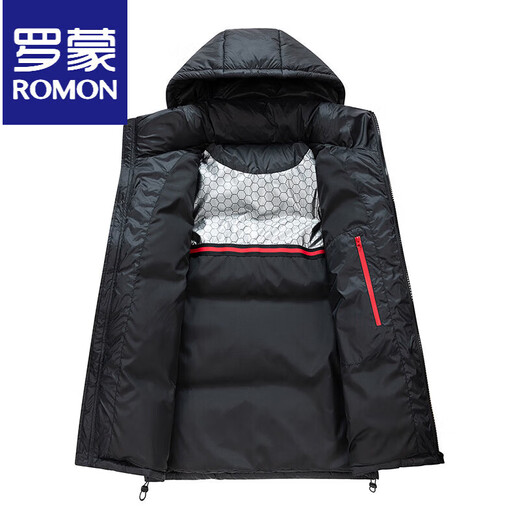 ROMON Winter Classic Goose Down Jacket Hooded Down Jacket Couple White Goose Men's Loose Large Size Down Jacket Fashion Dark Gray Goose Down Jacket M