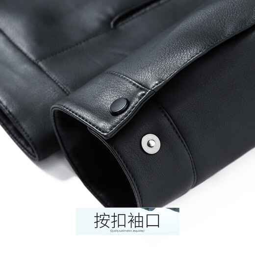 Rich PU leather & velvet thickened winter middle-aged business stand-up collar casual leather jacket jacket men's leather jacket