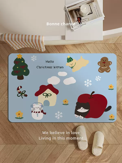 Yusenyisoft diatom mud water-absorbent and quick-drying bathroom door anti-fall and anti-slip floor mat G Dingdang Tangtang 40x60cm (thickened environmentally friendly diatom mud)