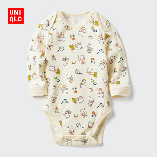 UNIQLO Infant Baby UT Picture Book Cooperation Series Hip Covering Garment/Long Sleeve 1 Piece Covering Garment 481848 40 Cream 80cm