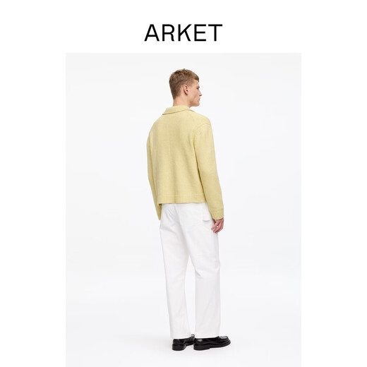 ARKET Men's Cotton Loose Zipper Long Sleeve Knitted Jacket Yellow Spring New Style 1317704001 Yellow M 175/100A