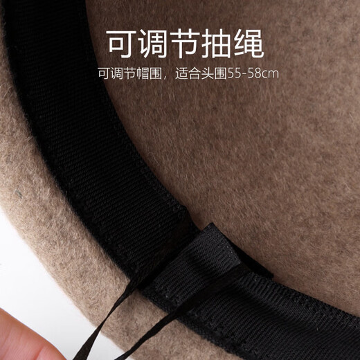 Woodpecker (TUCANO) Wool Fisherman Hat Women's 2025 New Autumn and Winter Cold Big Head Hat Fashion Trend Elegant * Khaki (High Quality - Wool) One Size for Adults (Adjustable Hat Circumference 55-58cm)