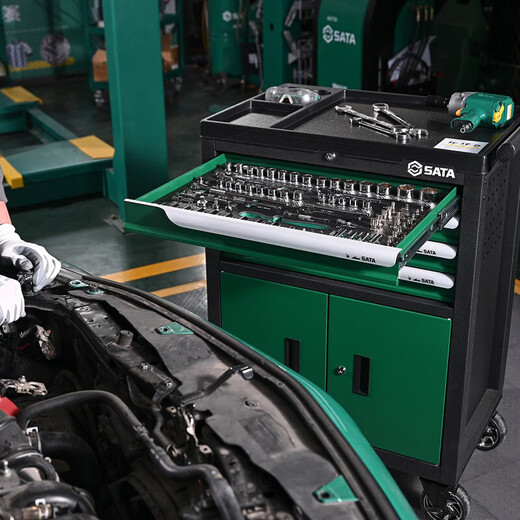 Shida Tool Cart Auto Repair Tool Set Auto Repair Tool Cart Set 368 Pieces Set 09931 Shida Tool Set 95125 Auto Repair 4 Drawer 2 Door Tool Cart (Tools Not Included)