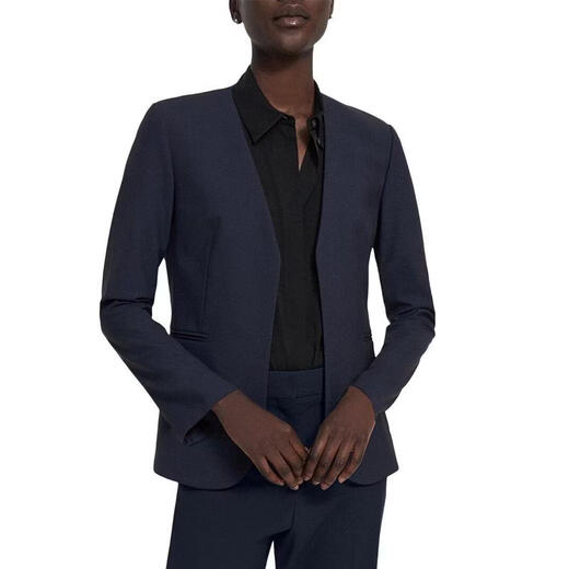 THEORY Women's Suit Warm Anti-wrinkle Slim Workplace Formal Jacket Commuting Simple Navy One Size | US 10 (M)