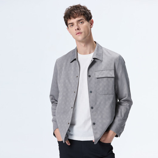 DIDIBOY 2026 spring new lapel shirt style easy-care texture men's jacket gray M 48 170/92A