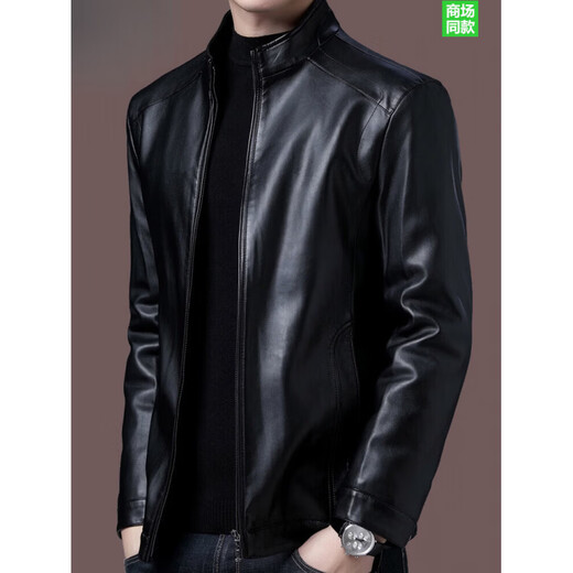 FALAMONE men's leather jacket, Haining leather jacket, velvet and thickened fashionable black M 170_