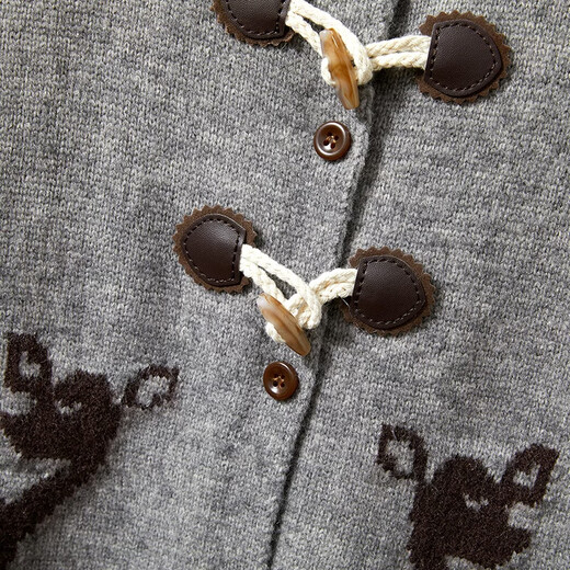 Shechi Knitted Cardigan 2026 Spring New Women's Retro Casual Style Long Sleeve Round Neck Single Breasted Cropped Top Gray One Size