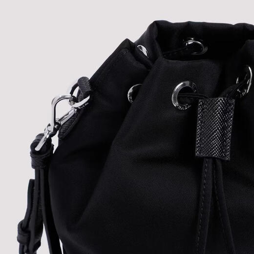 PRADA Women's Drawstring Bag Adjustable Handle Detachable Handle Portable Storage Lightweight Carry Black Regenerated Nylon Black TU