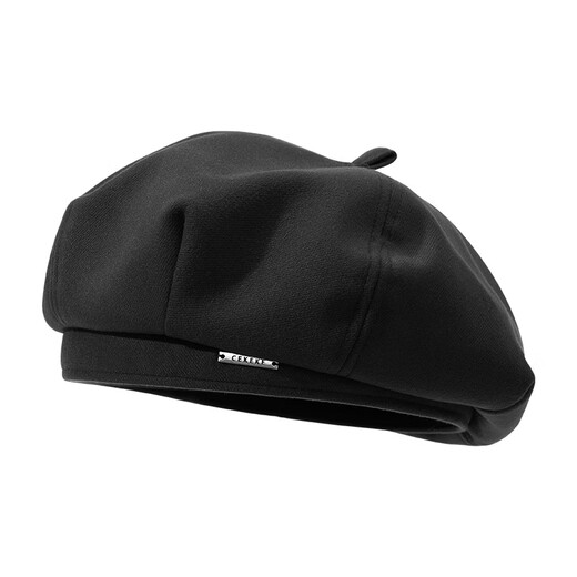 BLANK VERSE autumn and winter woolen metal beret hat women's octagonal hat big head circumference showing face small fashionable literary painter hat flat top black-DMZ304 one size