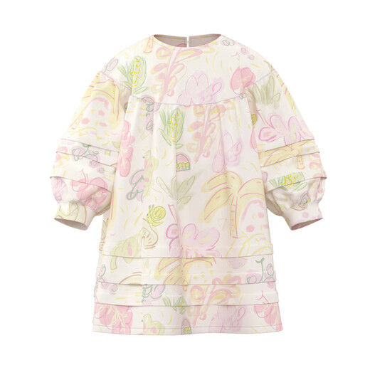 Papa new product climbing spring children's skirt girls pure cotton dress comfortable and breathable unique hand-painted style pink 90