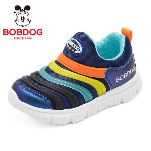 BOBDOG children's shoes spring running shoes low-top children's sports shoes boys' caterpillar shoes 102561074 navy blue/Qingyue 30