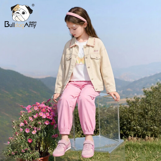 CHANZUIGOU children's clothing girls butterfly fantasy long-sleeved T-shirt 2026 spring new style ribbed round neck top for women