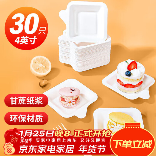Youao cake plate disposable plate 4 inches (pack of 30) biodegradable paper plate outdoor picnic camping tableware
