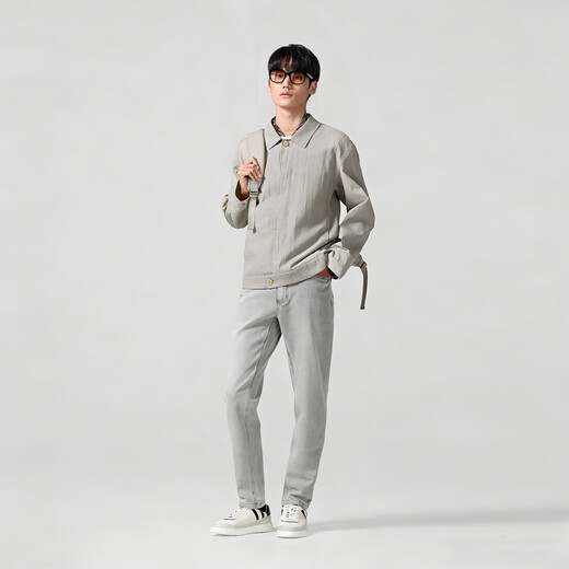 VICUTU Elegant Sports Men's Jacket Tencel Linen Blended Comfortable Skin Friendly Business Commuting Casual Versatile Jacket Khaki M