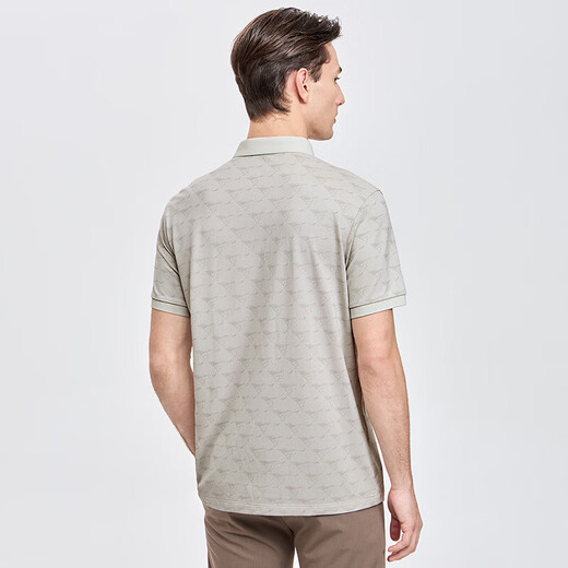 Septwolves non-deformable lapel mulberry silk short-sleeved polo shirt men's 2026 summer new full printed T-shirt 007 (silver gray) M 165/84A