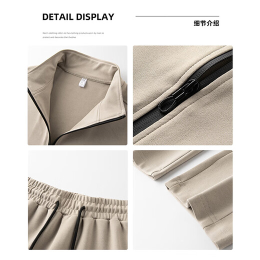 JEEP SPIRIT Sports Suit Men's Autumn and Winter Casual Suit Men's Outdoor Large Size Men's Sweater Pants Three-piece Set Black Three-piece Set XL