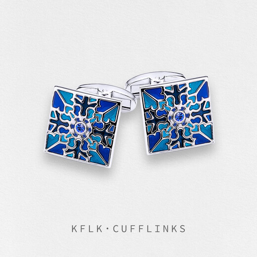 KFLK French shirt cufflinks men's custom cuff button shirt blue metal enamel sleeve nails with engraving Cufflinks K006