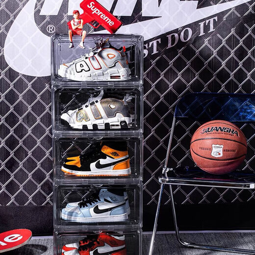 Transparent shoe box Fully transparent magnetic acrylic shoe box Simple style AJ sneaker display storage box thickened version Upgraded fully transparent thickened magnetic side opening 10 pieces 0x0x0cm