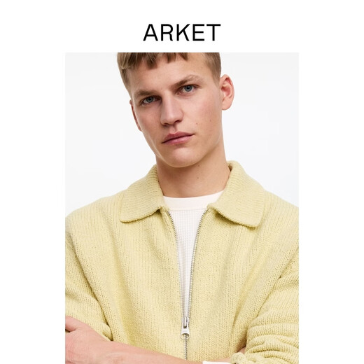 ARKET Men's Cotton Loose Zipper Long Sleeve Knitted Jacket Yellow Spring New Style 1317704001 Yellow M 175/100A