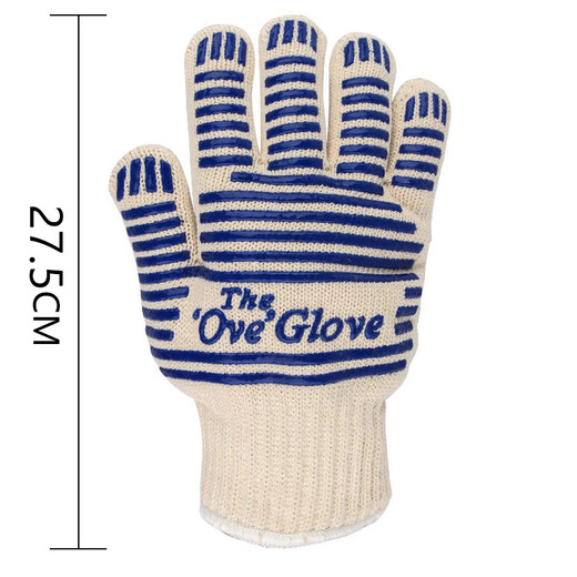 GEFUYA Microwave Oven Gloves Five Finger Flexible Kitchen Insulated Oven Gloves Baking and Barbecue High Temperature Resistant Thickened Anti-scalding Gloves White Stripes-Single Microwave Oven Gloves One Size