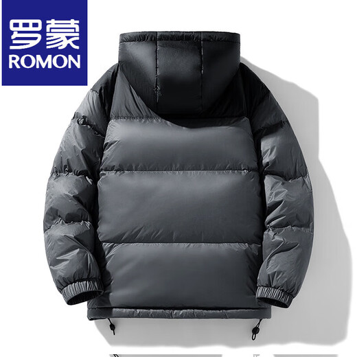 ROMON Winter Classic Goose Down Jacket Hooded Down Jacket Couple White Goose Men's Loose Large Size Down Jacket Fashion Dark Gray Goose Down Jacket M