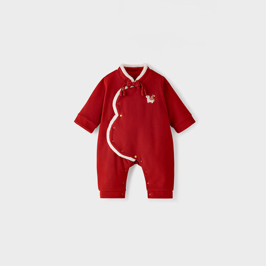 Koala nose, there will be fortune soon, New Year's and good luck New Year's clothing, baby's autumn and winter warm year of the horse festive jumpsuit, crimson 66cm