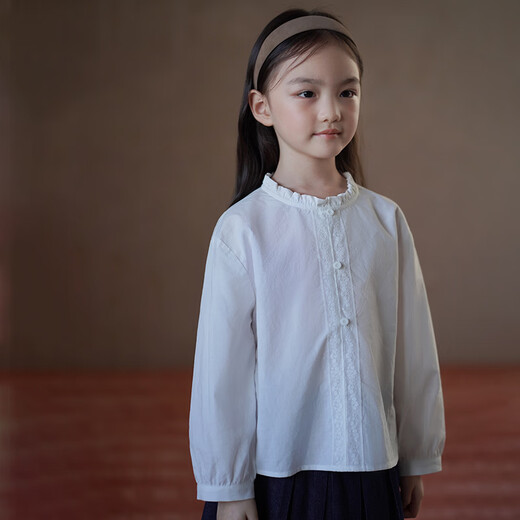 Hacikis hacikis children's clothing spring and autumn children's long-sleeved tops literary French bottoming shirts girls white shirts older children's autumn clothing new styles