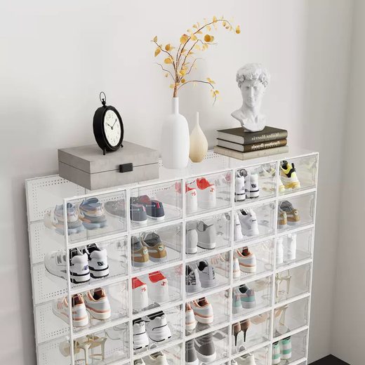 Yusenyi Shoe Box Storage Box Transparent Shoe Cabinet Shoe Storage Artifact Space-Saving Shoe Rack Folding Shoe Storage Storage Box Folding (High Transparent Door Panel) Black Translucent 6 Pack (Sports Shoes Available) 25.5x33x17.5cm