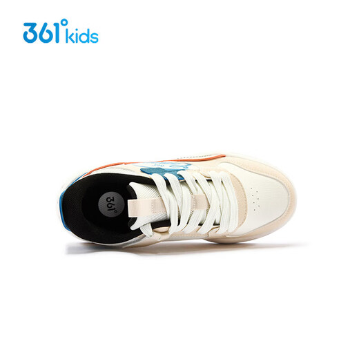 361 Shopping mall same style children's shoes boys skateboard shoes 2026 spring medium and large children's leather sports shoes 361 degree white/carbon black/electric orange 33