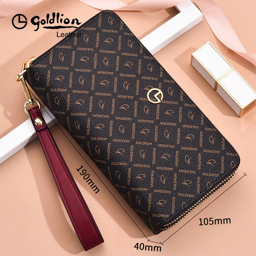 Jinlilai Damenhandtasche 2025 Neuer Modetrend gedruckt Double Reißverschluss Kupplungsbeutel Multifunktional High-End-Mobiltelefon mit großer Kapazität [Brown Double Reißverschluss] Offizielle echte gefälschte und zehn Bußgelder