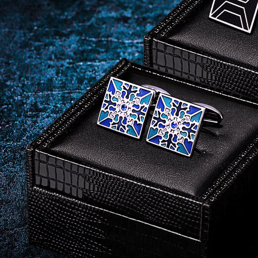 KFLK French shirt cufflinks men's custom cuff button shirt blue metal enamel sleeve nails with engraving Cufflinks K006