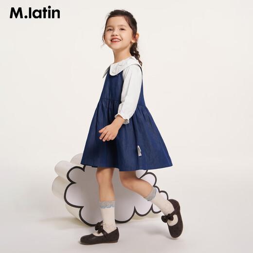 M.Latin shopping mall same style M.Latin children's shirt 26 spring new style girl sweet doll mid-sleeve shirt semi-bleached 90