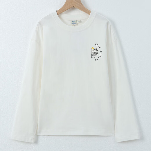 Jeanswest Jeanswest children's loose cotton long-sleeved T-shirt 2026 spring new large and medium-sized children's tops same style in shopping malls off-white 2110 110 cm