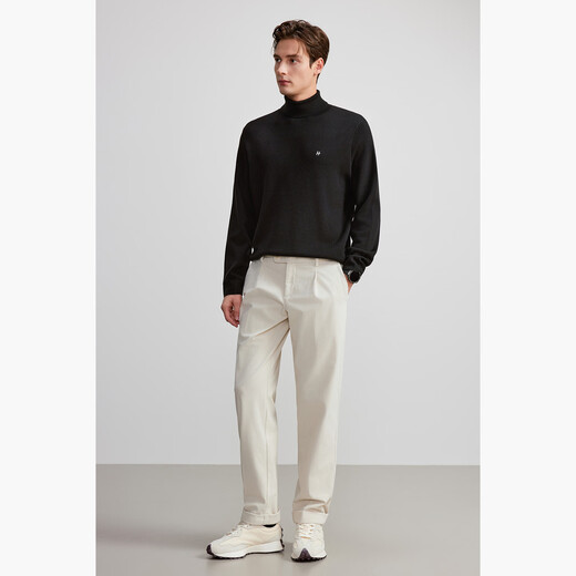 HECHTER Turtleneck Wool Sweater Comfortable Pullover Autumn and Winter Warm Men's Tops Everyday Versatile Bottoming Shirt France Black - Hot Selling Color XL