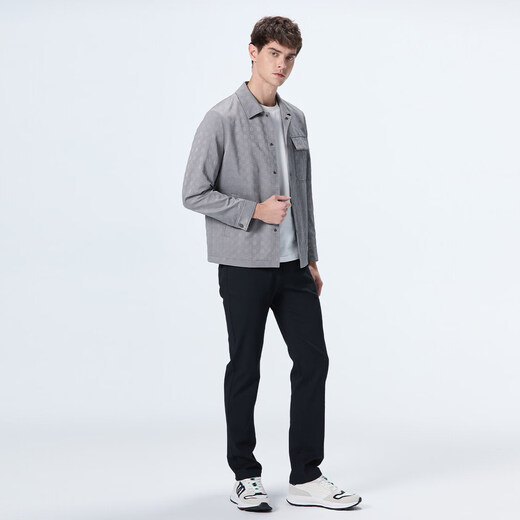 DIDIBOY 2026 spring new lapel shirt style easy-care texture men's jacket gray M 48 170/92A