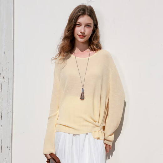 Sancai 2026 Spring New Loose Knitted Sweater Round Neck Lyocell Pullover Blouse Design M