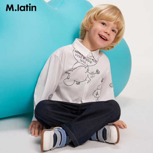 M.Latin Shopping mall same style M.Latin children's shirt 26 spring new style boys' cute long-sleeved shirt semi-bleached 130