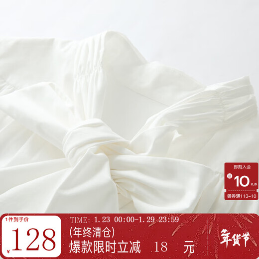 Tricolor 100 Cotton 2025 Winter New Loose Shirt Long Sleeve Float Collar Top Women Original White M 160/84A