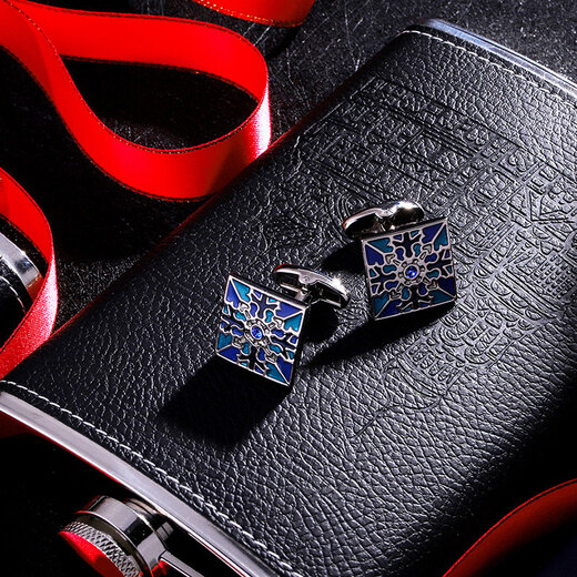 KFLK French shirt cufflinks men's custom cuff button shirt blue metal enamel sleeve nails with engraving Cufflinks K006