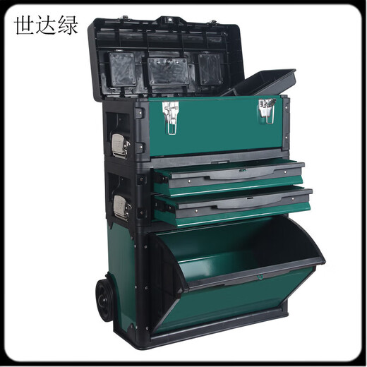 Yujiading Sanqihu Trolley Tool Box Multifunctional Three-layer Combined Trolley Hardware Tool Box with Wheels Removable Hardware Green 901