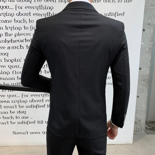 Xichen large size suit suit for men loose slimming formal suit jacket groom groomsman wedding dress two-piece black two-piece set 3XL (recommended 150-165)