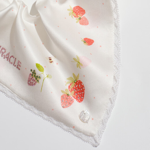 SILKY MIRACLE silk crystal scarf with flower Strawberry series hair band girl sweet hair accessories high-end gift Strawberry garden printed scarf with flower