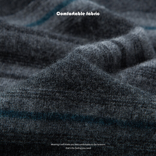 Rich 310G Cashmere & Sheep Wool Sweater Winter Men's Striped Warm Round Neck Wool Sweater Men's Knitted Sweater