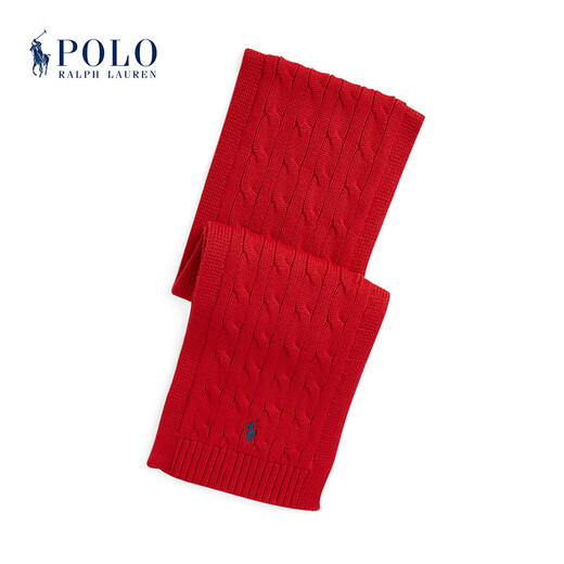 Polo Ralph Lauren Boys and Girls 25th Autumn Cable Knitted Scarf RL43467 600-Red L/XL