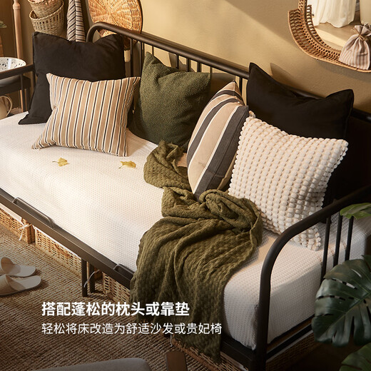 IKEA Festo Multifunctional Wrought Iron Bed Daybed Single Bed Durable Small Apartment Sofa Bed Daybed Bed Contains Hard++ Coconut Shell Fiber Mattress*2