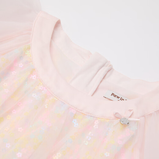 PawinPaw Cartoon Bear Children's Clothing 26th Spring and Summer New Girls and Children Colorful Sequined Mesh Dress Pink Pink/25 120
